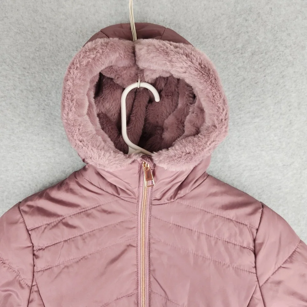 Swiss‎ Alps Kids M 8/10 Quilted Puffer Jacket Dusty Rose Sherpa Lined